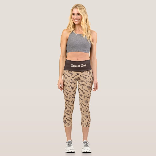 Rebetiko Muster Capri Leggings (Vorderseite)