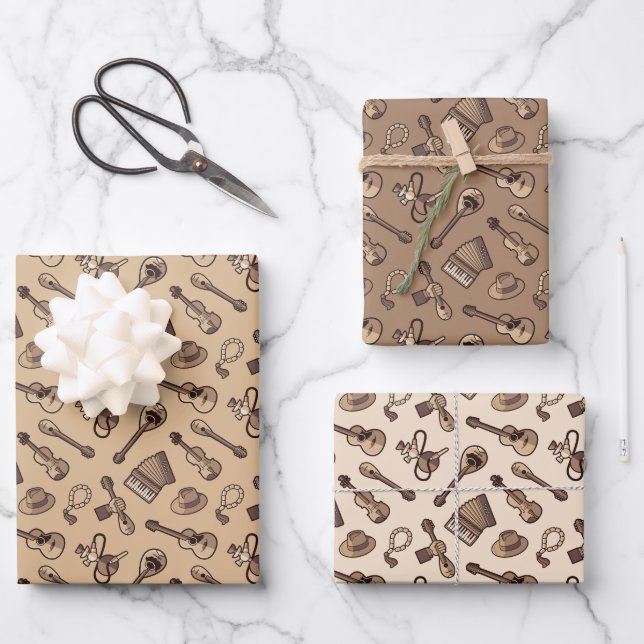 Rebetiko Muster Wrapping Paper Sheets Geschenkpapier Set (Vorderseite)