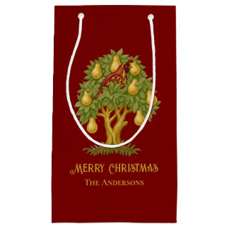 Rebhuhn im Birnbaum Elegantes Weihnachtsrot Kleine Geschenktüte