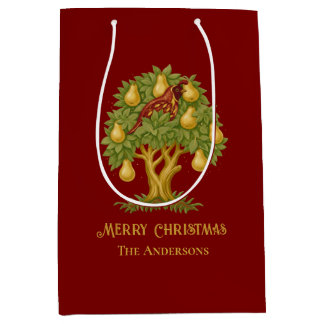 Rebhuhn im Birnbaum Elegantes Weihnachtsrot Mittlere Geschenktüte