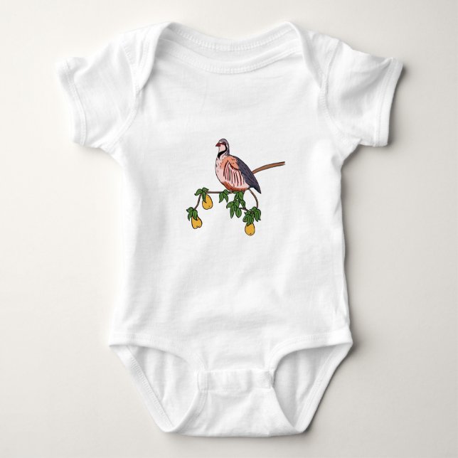 Rebhuhn in einem Birnen-Baum Baby Strampler (Vorderseite)