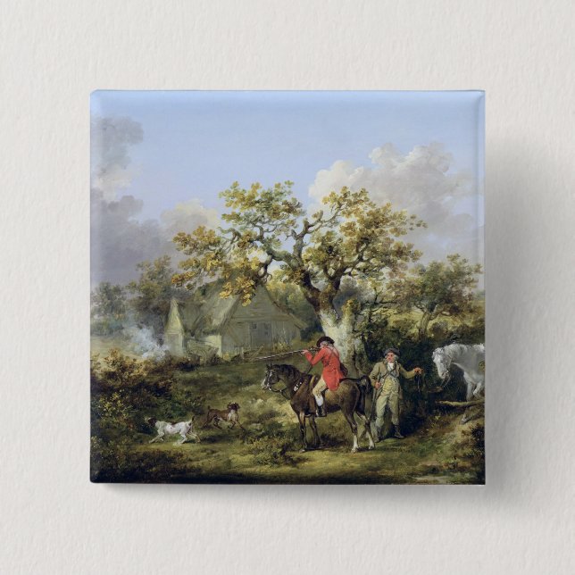 Rebhuhn-Schießen (Öl auf Leinwand) Button (Vorderseite)
