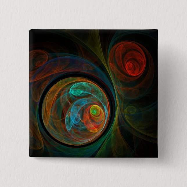 Rebirth Blue Abstrakt Art Button (Quadrat) (Vorderseite)