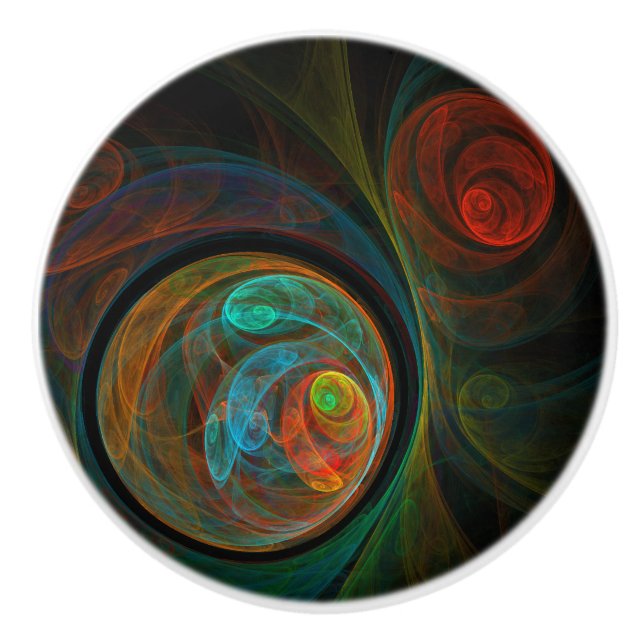 Rebirth Blue Abstrakt Art Keramikknauf (Vorderseite)
