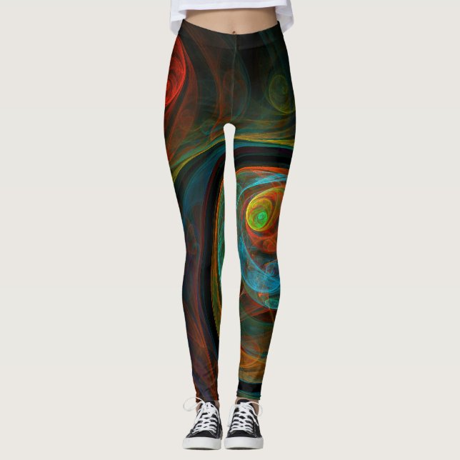 Rebirth Blue Abstrakt Art Leggings (Vorderseite)