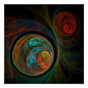 Rebirth Blue Abstrakt Art Poster