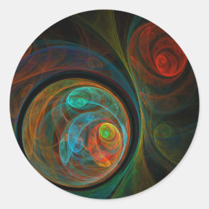 Rebirth Blue Abstrakt Art Round Aufkleber