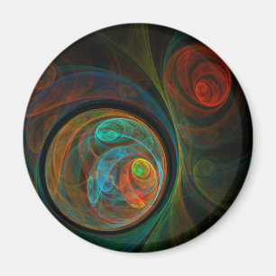 Rebirth Blue Abstrakt Art Round Magnet