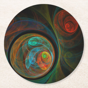 Rebirth Blue Abstrakt Art Runder Pappuntersetzer