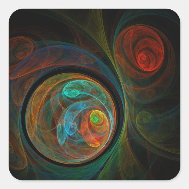 Rebirth Blue Abstrakt Art Square Aufkleber (Vorderseite)