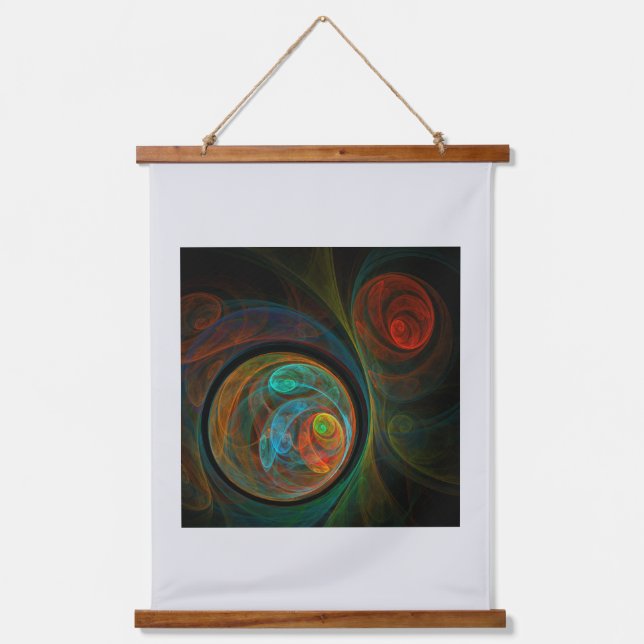 Rebirth Blue Abstrakt Art Wandteppich Mit Holzrahmen (Vorderseite)