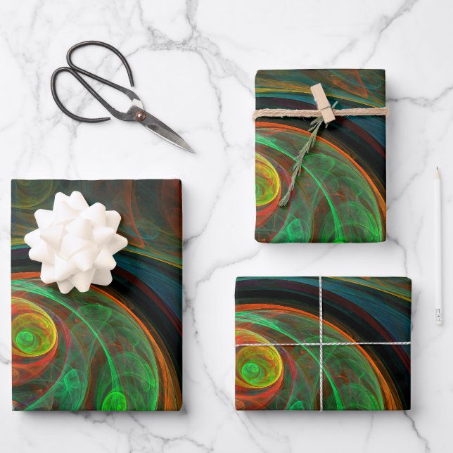Rebirth Green Abstrakt Art Geschenkpapier Set (Vorderseite)