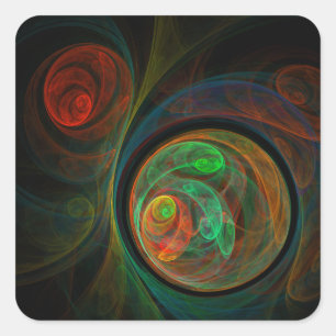 Rebirth Green Abstrakt Art Square Aufkleber