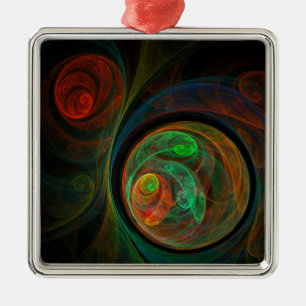 Rebirth Green Abstrakt Art Square Ornament Aus Metall