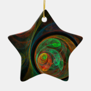 Rebirth Green Abstrakt Art Star Keramik Ornament
