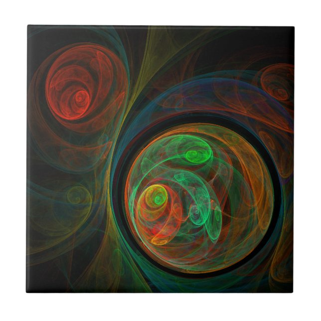 Rebirth Green Abstrakt Art Tile Fliese (Vorderseite)