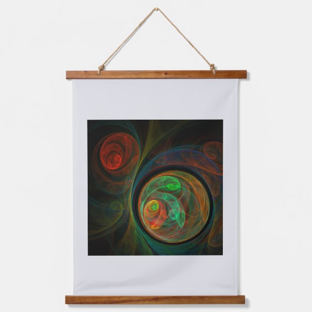 Rebirth Green Abstrakt Art Wandteppich Mit Holzrahmen (Vorderseite)