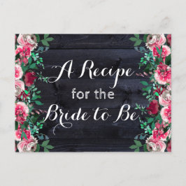 Rebkarte "Wein Blush & Navy Wood Burgundy Bride" Postkarte