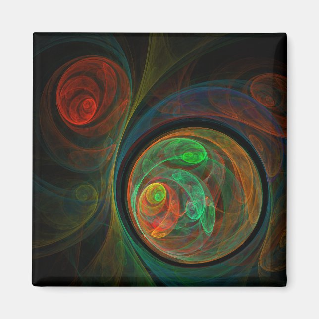 Reborn Green Abstrait Art Carré Magnet (Devant)