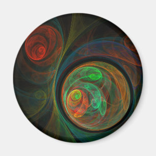 Reborn Green Abstrait Art Round Magnet