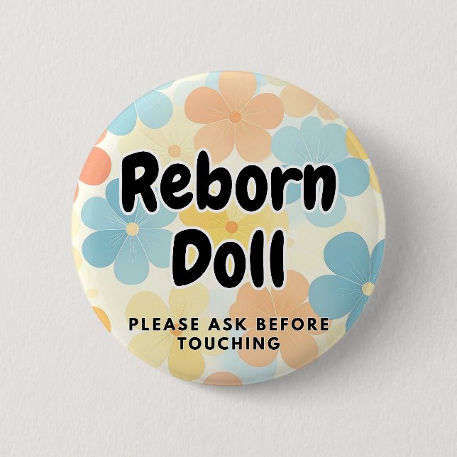 Reborn-Puppe Button Bitte vor Berührung fragen (Vorderseite)