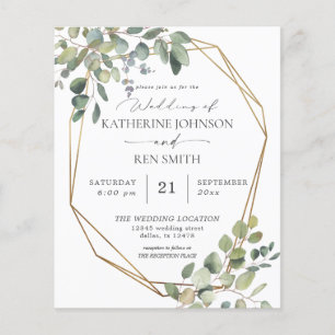 REC Rustic Eukalyptus & Gold Frame Wedding Flyer