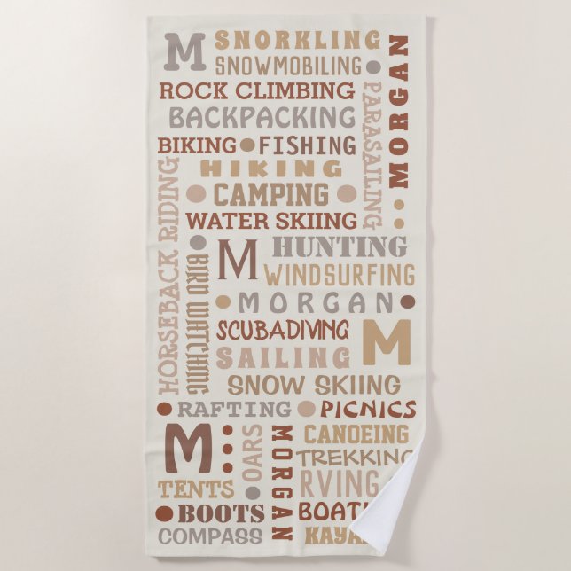 REC Word Art Neutrals Sommer Personalisiert Strandtuch (Vorderseite)