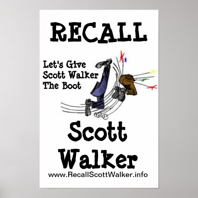 Recall Scott Walker Protest Poster (Vorne)