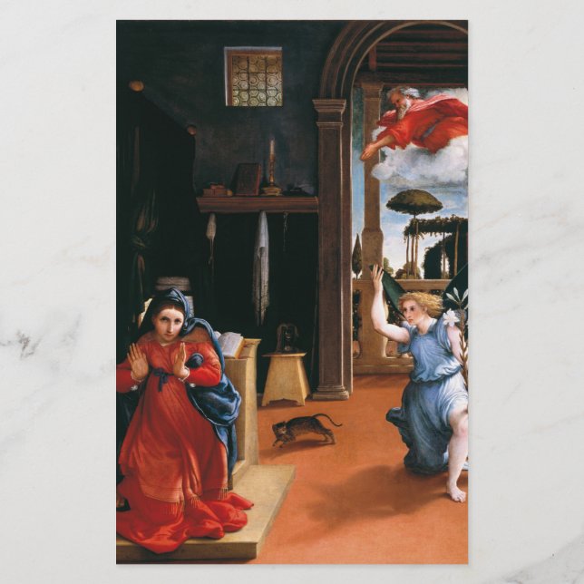 RECANATI ANNUNCIATION by LORENZO LOTTO Floral Briefpapier (Rückseite)