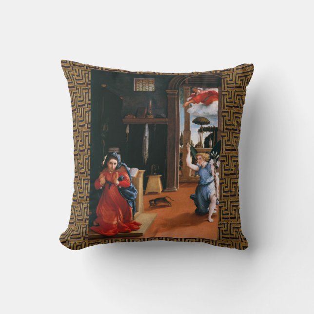 RECANATI ANNUNCIATION by Lorenzo Lotto Kissen (Vorderseite)