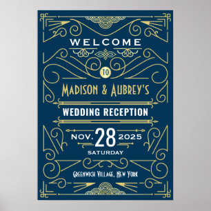 Réception de mariage Art Déco Affiche de bienvenue