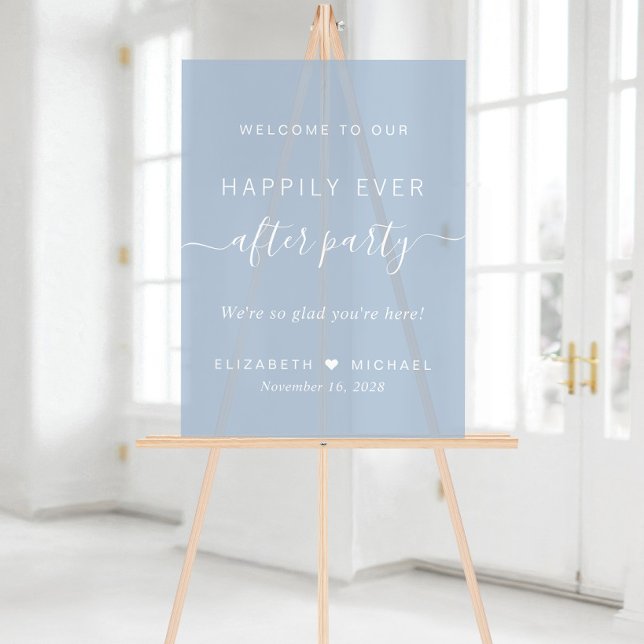 Réception de mariage chic poussiéreux bleu Bienven (Créateur téléchargé)