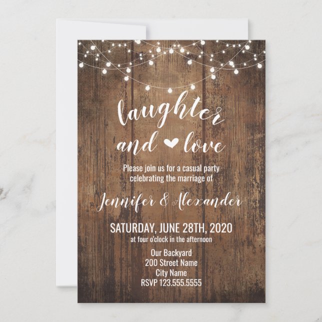 Réception de mariage de rire et d'amour Invitation (Devant)