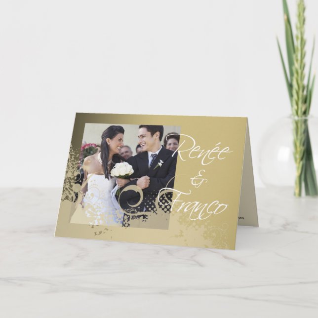 Réception de mariage floral Grungy Invitation phot (Devant)