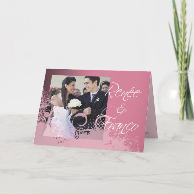 Réception de mariage floral Grungy Invitation phot (Devant)