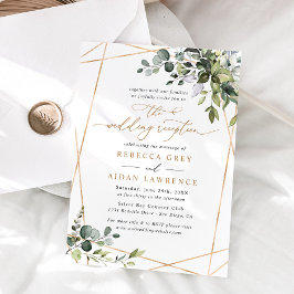 Réception de mariage Gold Green moderne Invitation