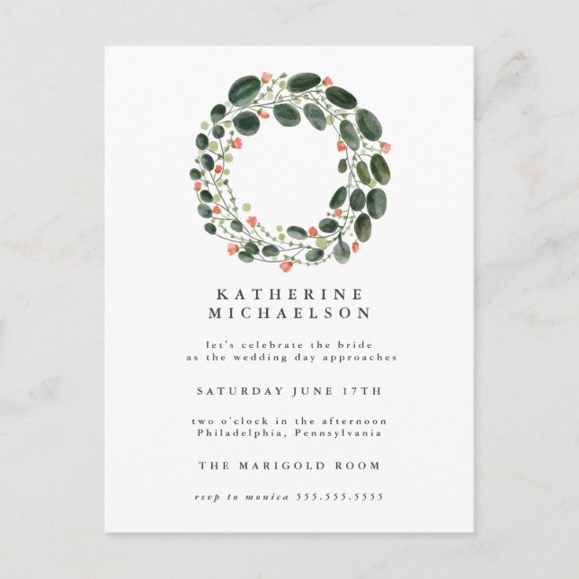 RECEPTION DE MARIAGE | Invitation Couronne aquarel (Devant)