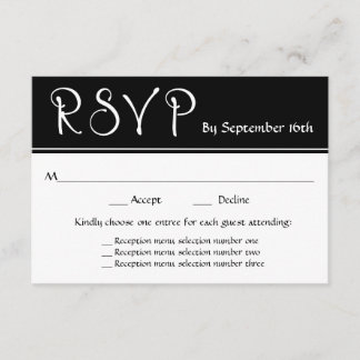 Réception de mariage RSVP 3 Choix de menu Réponse