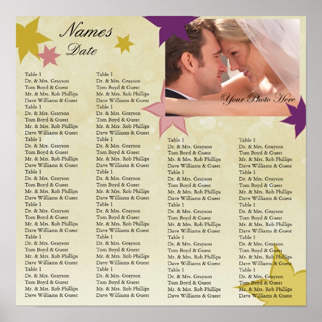 Reception Seating Chart with your Photo Poster (Vorne)