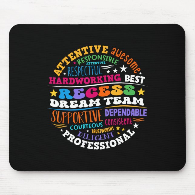 Recess Dream Team Teachers Students Monitor Back T Mousepad (Vorne)