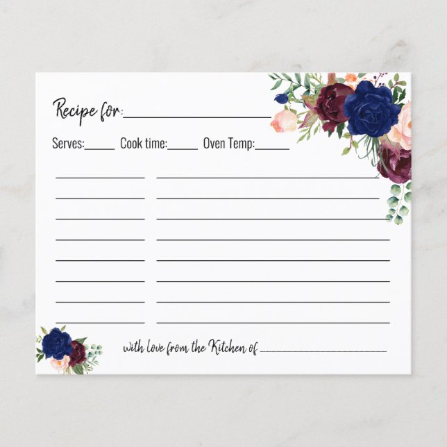 Recette carte nuptiale douche mariage marine flora (Devant)