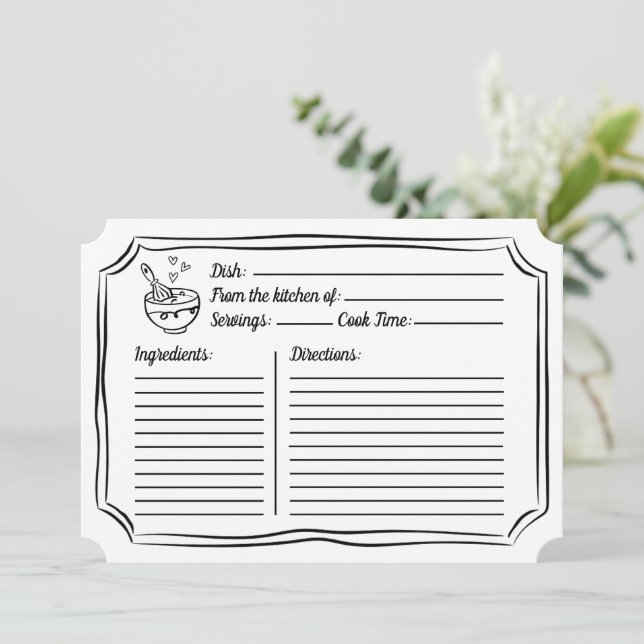 Recette carte pour Fête des mariées mignonne noir  (Debout devant)
