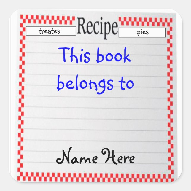 Recette Ce Livre Appartient À, Sticker Plaque De L (Devant)