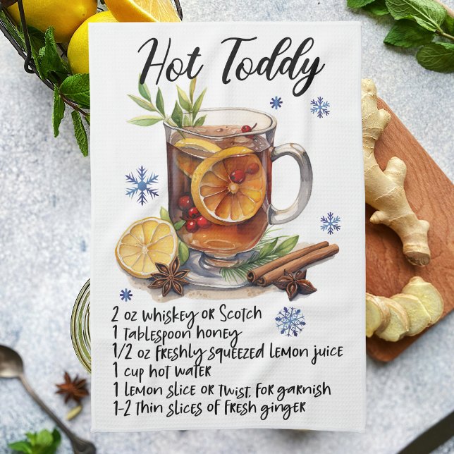 Recette chaude Toddy Serviette de thé de cuisine (Hot Toddy Recipe Kitchen Tea Towel
)