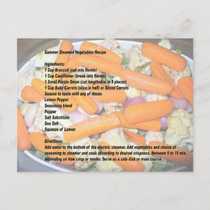 Recette de légumes vapeur d'été 2 carte postale