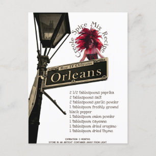 Recette de mélange d'épices créole Carte postale