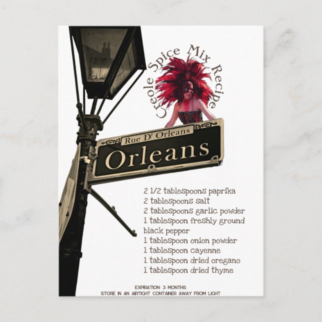 Recette de mélange d'épices créole | Carte postale (Devant)