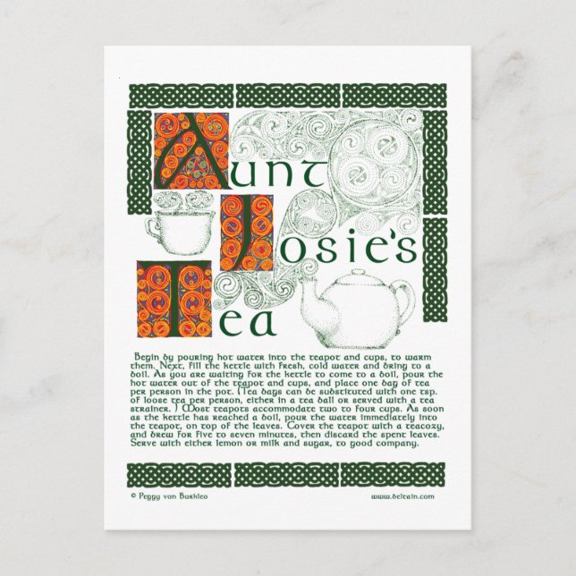 Recette de thé irlandaise sur les cartes postales  (Devant)