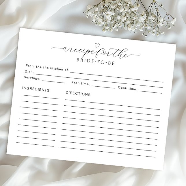 Recette pour la carte Mariée | Fête des mariées mi (Bridal Keepsake Activity)