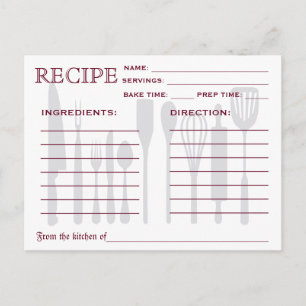 Recette Rétro Outils de cuisine de la carte
